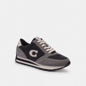 Black/Heather Grey Coach Runner Men Sneakers | 271WPRMKX