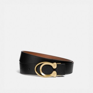 Black/Saddle Coach Signature Buckle Belt, 38 Mm Men Belts | 329LDTNZX