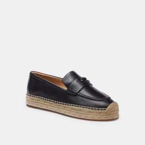 Black Coach Camilla Espadrille Women Flats & Loafers | 720KCBEHA