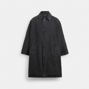 Black Coach Denim Balmaccan In Organic Cotton Men Jackets & Outerwear | 569ICTZFU