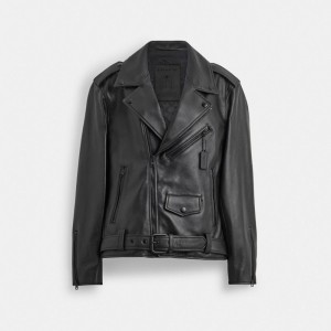 Black Coach Moto Jacket Women Jackets & Outerwear | 173QRBMTU