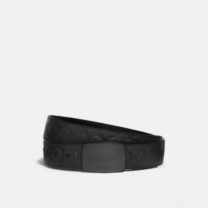 Black Coach Plaque Buckle Cut To Size Reversible Belt, 38 Mm Men Belts | 518UMDQKG