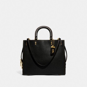 Black Coach Rogue Bag In Regenerative Leather Women Shoulder Bags & Hobos | 390GVKOXT