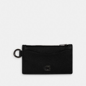 Black Coach Zip Card Case Women Card Cases | 708BSPVYI