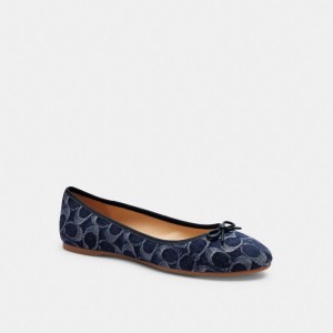 Blue Denim Coach Abigail Flat In Signature Denim Women Flats & Loafers | 012PFQLCN