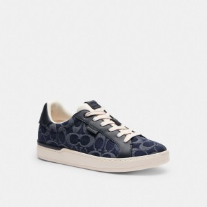 Blue Denim Coach Lowline Low Top In Signature Denim Women Sneakers | 034OZBAVY