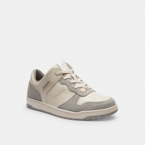 Chalk/Dove Grey Coach C201 Low Top Women Sneakers | 140NWQAVC