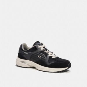 Charcoal/Black Coach C301 With Signature Canvas Men Sneakers | 169RZIWCJ