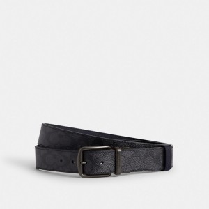 Charcoal/Midnight Navy Coach Boxed Harness And Signature Buckle Cut To Size Reversible Belt, 38 Mm Men Belts | 402CATGED