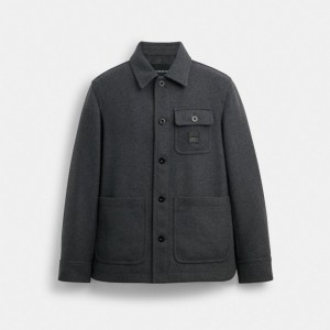 Charcoal Coach Shirt Jacket Men Jackets & Outerwear | 156PSGZMH