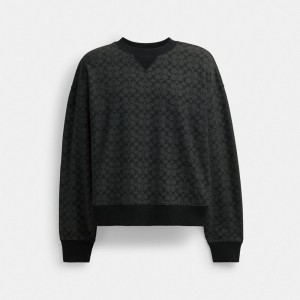 Charcoal Signature Coach Essential Signature Crewneck Men Tops & Bottoms | 637TQLBFK