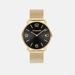 Gold/Black Coach Elliot Watch, 41 Mm Men Watches | 713SUTZIP