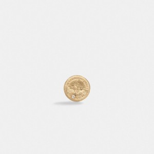 Gold Coach 14 K Gold Coin Single Stud Earring Women Jewelry | 648QMUXRN