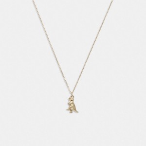 Gold Coach 14 K Gold Rexy Pendant Necklace Women Jewelry | 689POLZDN