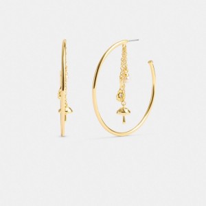 Gold Coach Garden Charms Hoop Earrings Women Jewelry | 842ACVQMG