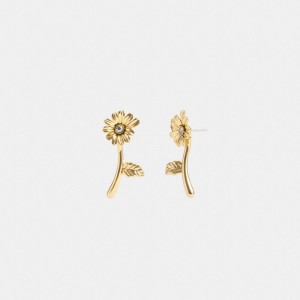 Gold Coach Garden Flower Stem Stud Earrings Women Jewelry | 597PDVUQI