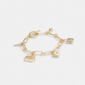 Gold Coach Iconic Charm Chain Bracelet Women Jewelry | 641LHJDXM