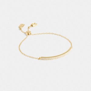 Gold Coach Pavé Bar Slider Bracelet Women Jewelry | 137DQHIXE