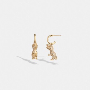 Gold Coach Pavé Rexy Huggie Earrings Women Jewelry | 213HKTODV