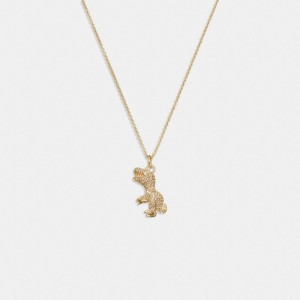 Gold Coach Pavé Rexy Necklace Women Jewelry | 698PYSMJD