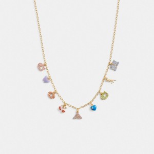 Gold / Multicolor Coach Cherry And Heart Charm Necklace Women Jewelry | 542VBRYMD