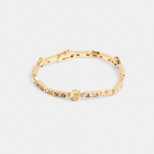 Gold / Multicolor Coach Garden Tennis Bracelet Women Jewelry | 837QHDYCK