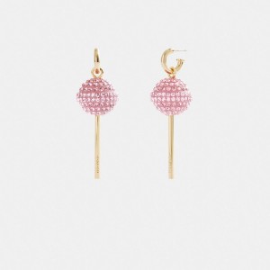 Gold / Pink Coach Lollipop Earrings Women Jewelry | 509WHYFXM