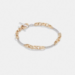 Gold / Silver Coach Signature Mixed Chain Bracelet Women Jewelry | 693QRHVPL