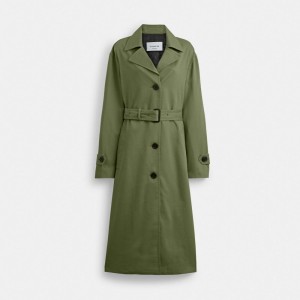 Green Coach Oversized Trench Coat Women Jackets & Outerwear | 157UQDOCL