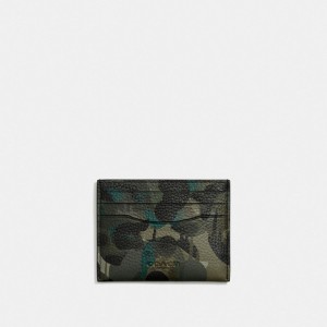 Green / Blue Coach Card Case With Camo Print Men Card Cases & Money Clips | 106RUTWID