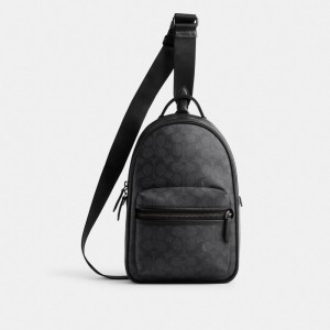 Grey Coach Charter Pack In Signature Canvas Men Messenger & Crossbody | 560XBJAOT