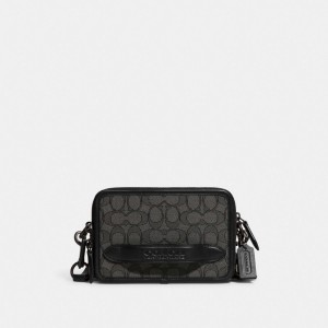 Grey / Black Coach Charter Crossbody In Signature Jacquard Men Messenger & Crossbody | 640SPCHNK