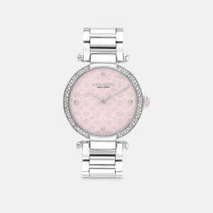 Grey / Pink Coach Cary Watch, 34 Mm Women Watches | 702WSDKHX