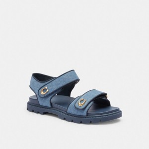 Indigo Denim Coach Brynn Sandal Women Sandals | 516TGXHWN