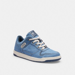 Indigo Denim Coach C201 Men Sneakers | 632UNOTVE