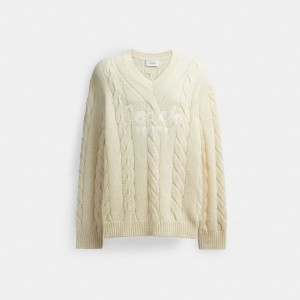 Ivory Coach Signature Sweater In Recycled Wool Men Tops & Bottoms | 213BDPNMA