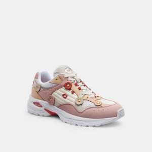 Light Rose/Beechwood Coach C301 With Tea Rose Women Sneakers | 407HUODQS