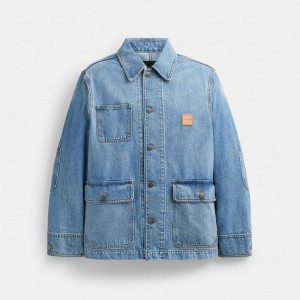 Light Wash Coach Denim Chore Jacket Men Jackets & Outerwear | 208AFEVHZ