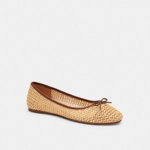 Natural/Saddle Coach Abigail Flat Women Flats & Loafers | 216ANCIML