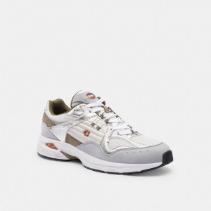 Optic White/Grey Coach C301 Men Sneakers | 968PYOSXN