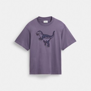 Purple Coach Rexy T Shirt In Organic Cotton Men Tops & Bottoms | 901DVXAOI