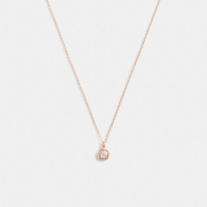 Rose Gold Coach Halo Tea Rose Pendant Necklace Women Jewelry | 679PZSIOK