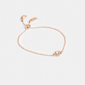 Rose Gold Coach Halo Tea Rose Slider Bracelet Women Jewelry | 370EGCZLQ