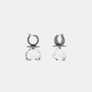 Silver Coach Heart Gemstone Earrings Women Jewelry | 716LQGOEY