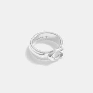 Silver Coach Tabby Ring Women Jewelry | 425RLHMUV