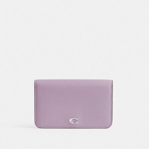 Silver / Purple Multicolor Coach Essential Slim In Colorblock Women Card Cases | 592PDCHMB