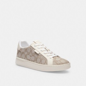 Stone/Chalk Coach Lowline Low Top Women Sneakers | 914HAUJYZ