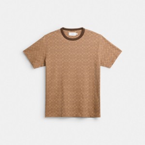 Tan Signature Coach Signature T Shirt Women Tops | 041LMYGRH