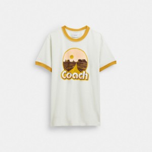 White Coach Roadside Ringer T Shirt Men Tops & Bottoms | 017ONPYTZ