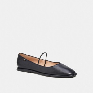 leather/Black Coach Emilia Mary Jane Women Flats & Loafers | 327EVIHZM